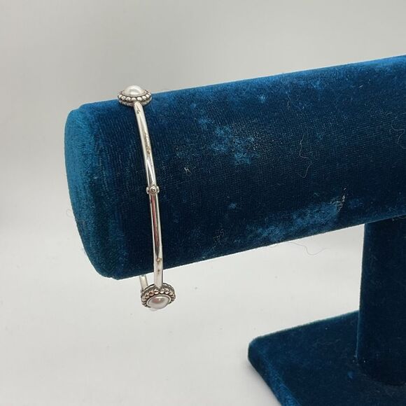 Brighton Silver Plated Faux Pearl Bangle - Picture 1 of 3